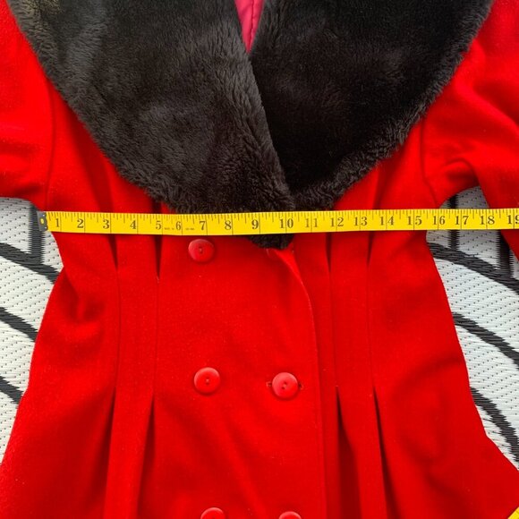 Vintage Votre Nom Penny Lane Coat Wool Faux Fur Double Breasted Overcoat - Picture 14 of 16
